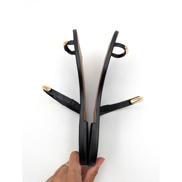 Dolce Vita Wink Toe-Ring Slide Flat Sandals Saddle Leather Black Size US9 EU40 - Picture 7 of 12